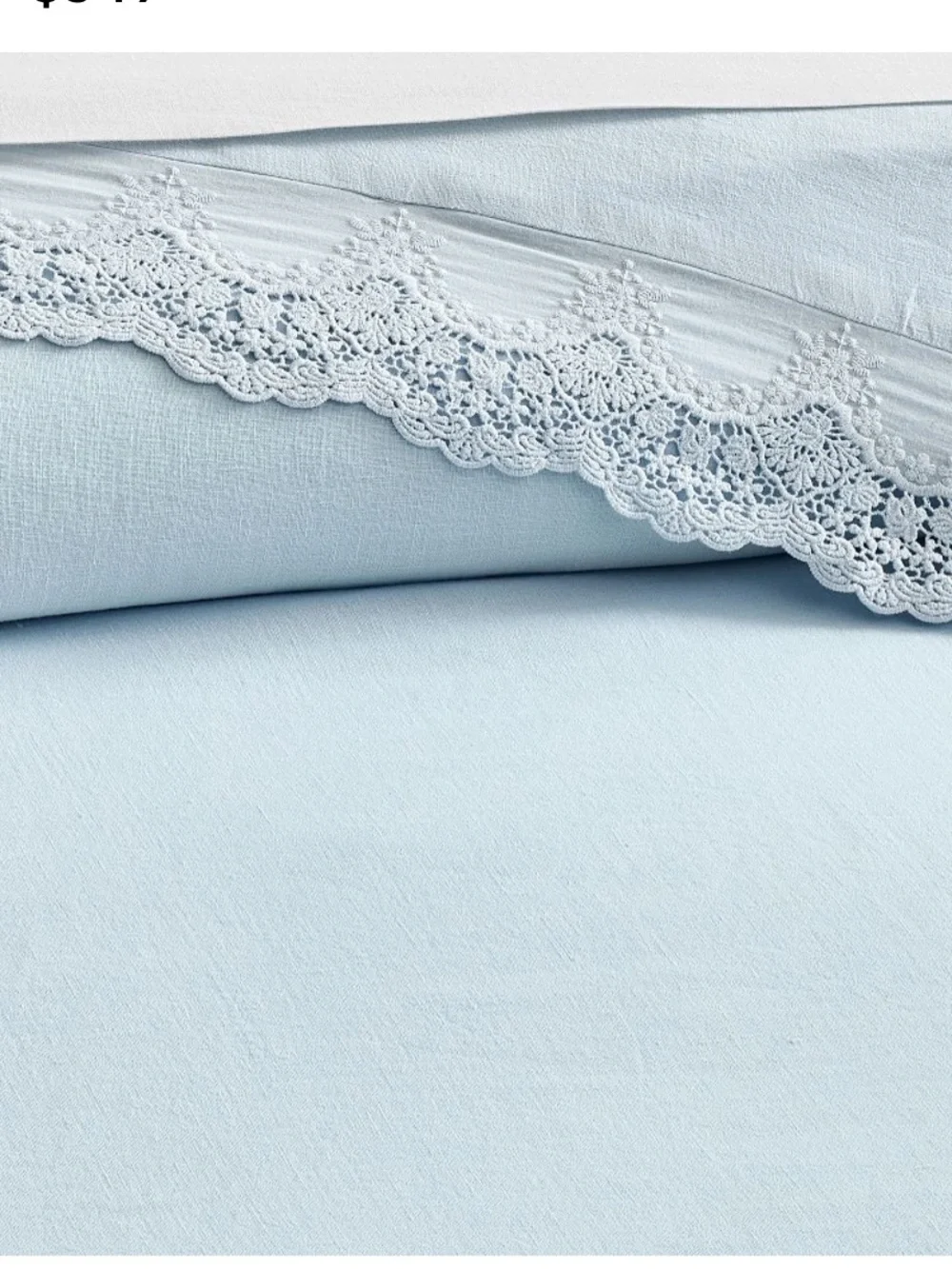 Pottery Barn LoveShackFancy linen duvet with lace trim